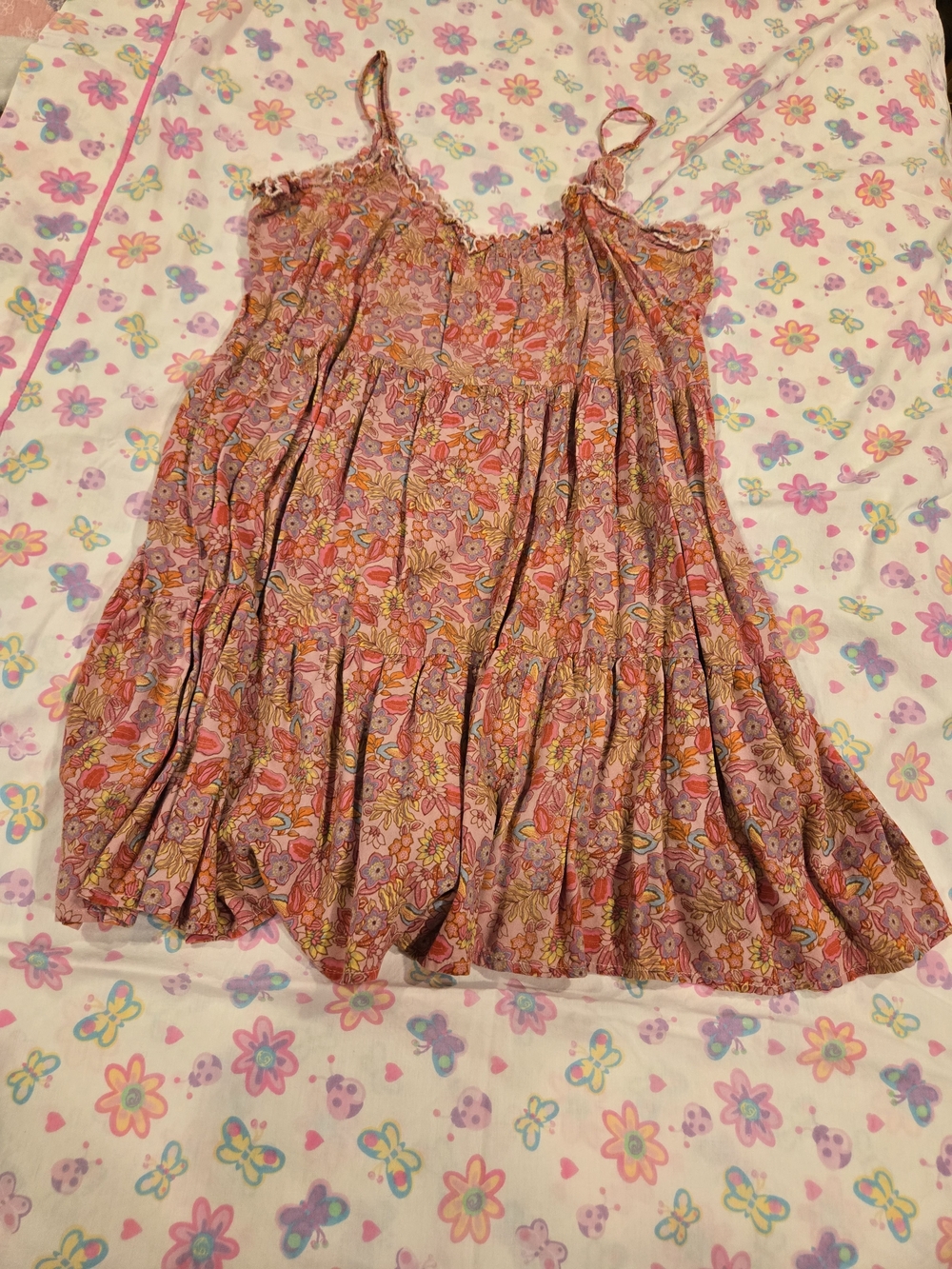 *NATURAL LIFE* Pink and Orange Floral Embroidered Mini Dress - Picture 7 of 7